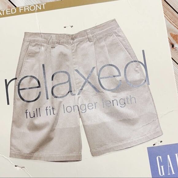 GAP Mens 42 Relaxed Fit Blue Pleated Cotton Shorts - Picture 4 of 4